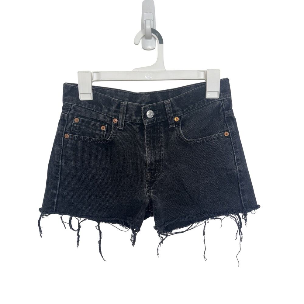 Levi’s Women’s 550 Black Denim Cut Off Shorts 27 Grunge Festival Beach Raw Hem